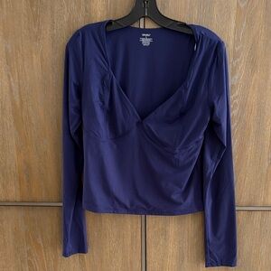 Chic Navy V-Neck Blouse